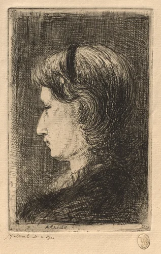 Portrait of Mrs. Israëls by Jozef Israëls, print, 1875