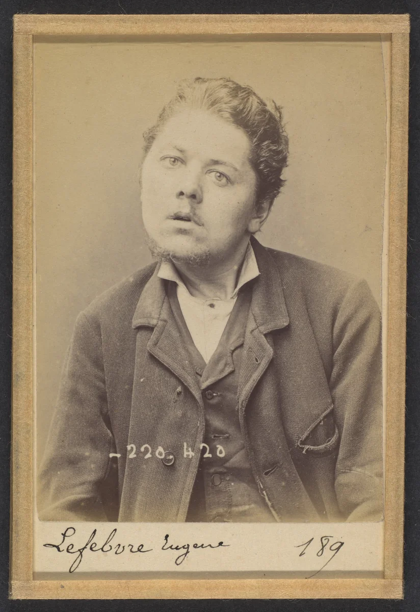 Lefebvre. Eugène, Anatole. 28 ans, né le 2/7/66 à St Pierre (Eure). Sculpteur sur bois. Anarchiste. 2/7/94. by Alphonse Bertillon, photograph, 1894