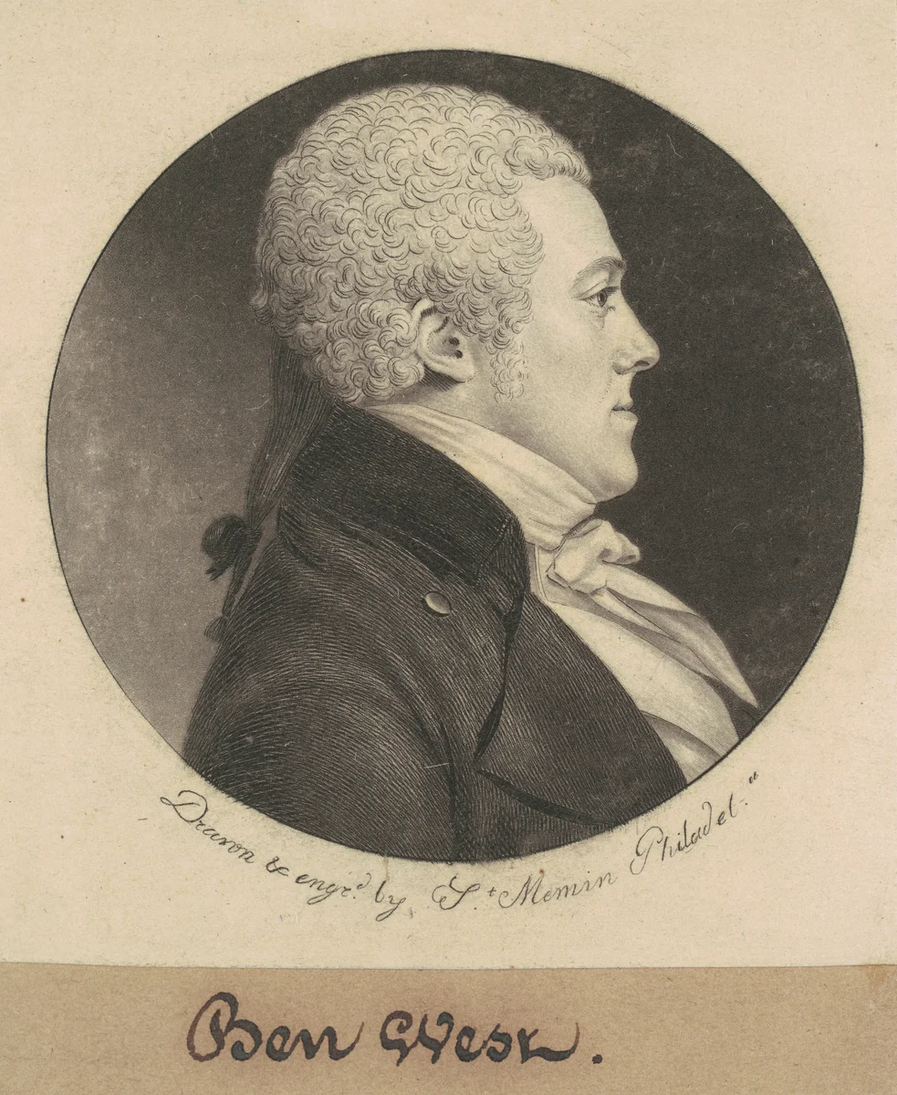 Benjamin West by Charles B. J. Févret de Saint-Mémin, print, 1798