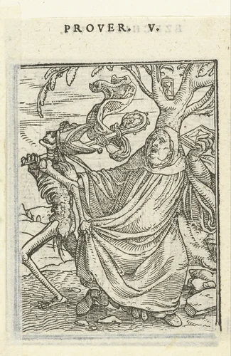 Abt en de Dood als bisschop by Hans Holbein, print, 1524-1526