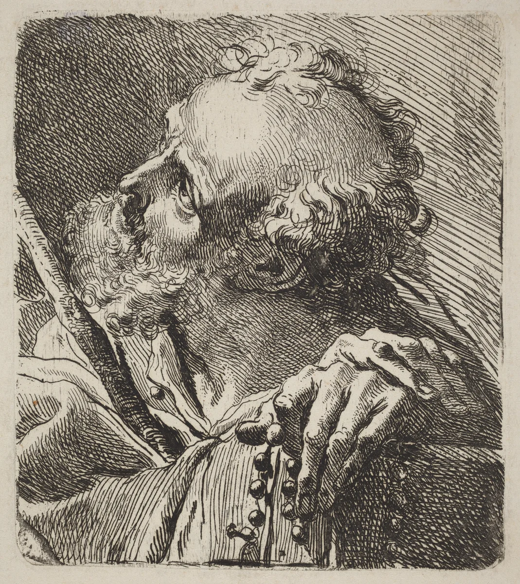 Bust of a Saint by Gaetano Gandolfi, print, 1770-1789