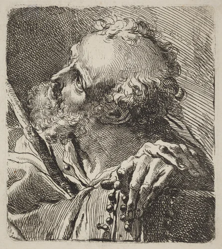 Bust of a Saint by Gaetano Gandolfi, print, 1770-1789