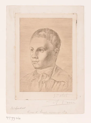 Zelfportret op zestienjarige leeftijd by Auguste Danse, print, 1839-1909