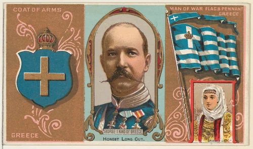 George I, King of Greece, from the Rulers, Flags, and Coats of Arms series (N126-1) issued by W. Duke, Sons & Co. by W. Duke, Sons & Co., print, 1888