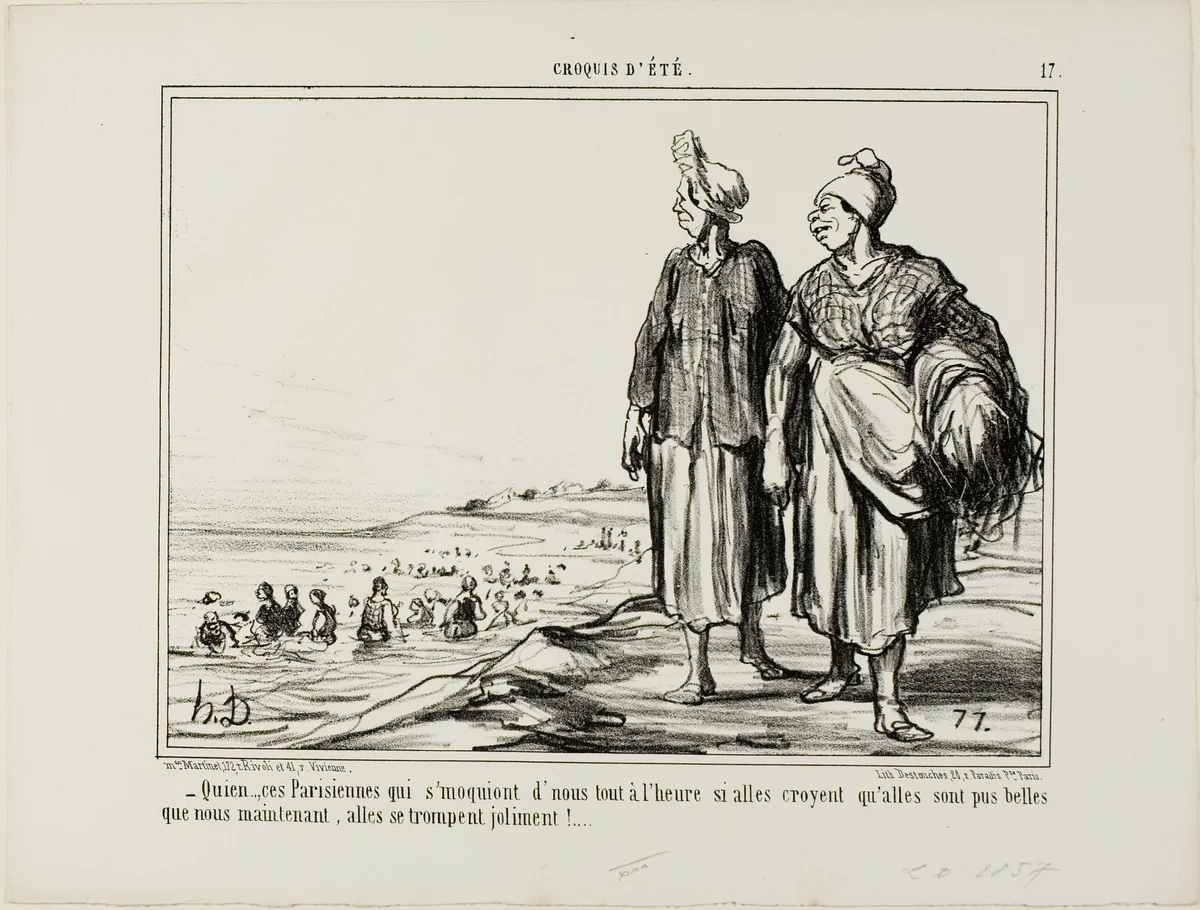 Quien...ces Parisiennes qui s'moquiont de nous by Honoré-Victorin Daumier, print, 1857