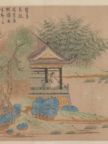 Wang Xizhi watching geese by Qian Xuan, painting, 1285-1305