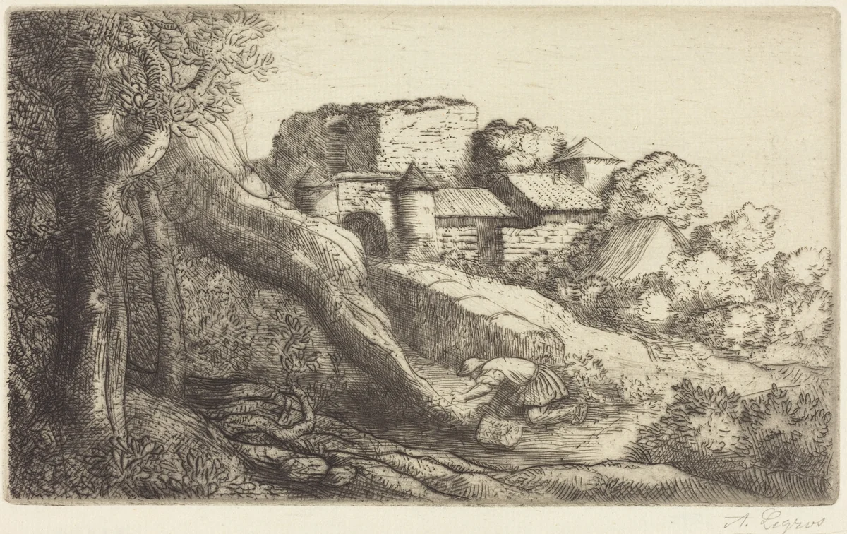 Little Burner of Grass (Le petit bruleur d'herbe) by Alphonse Legros, print, 1837-1911