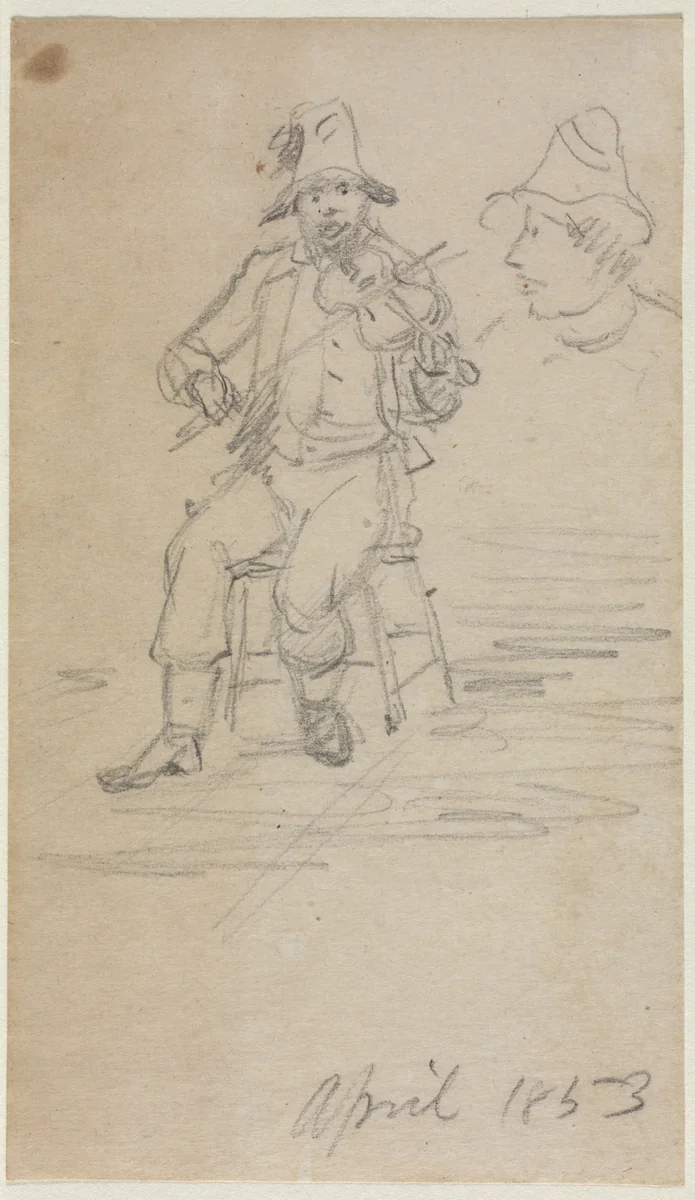 The Fiddling Beggar by William Sidney Mount, drawing, 1853
