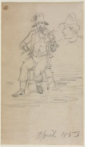 The Fiddling Beggar by William Sidney Mount, drawing, 1853