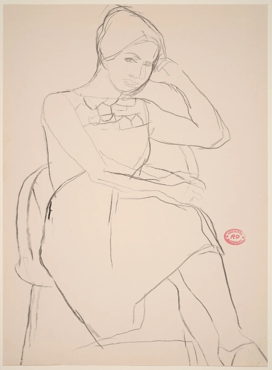 Untitled [seated woman in a short-sleeved dress] by Richard Diebenkorn, drawing, 1955-1967
