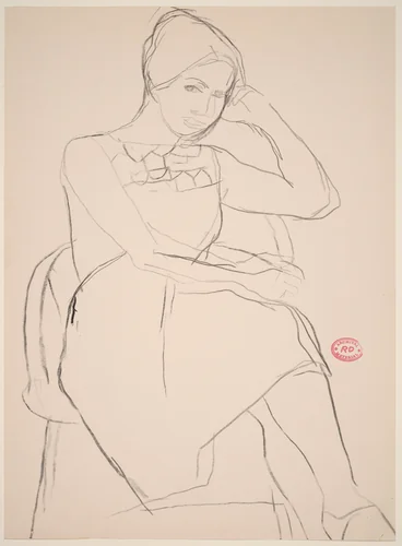 Untitled [seated woman in a short-sleeved dress] by Richard Diebenkorn, drawing, 1955-1967