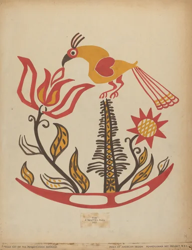 Drawing for Plate 14: From the Portfolio "Folk Art of Rural Pennsylvania" by American 20th Century, index of american design, 1939