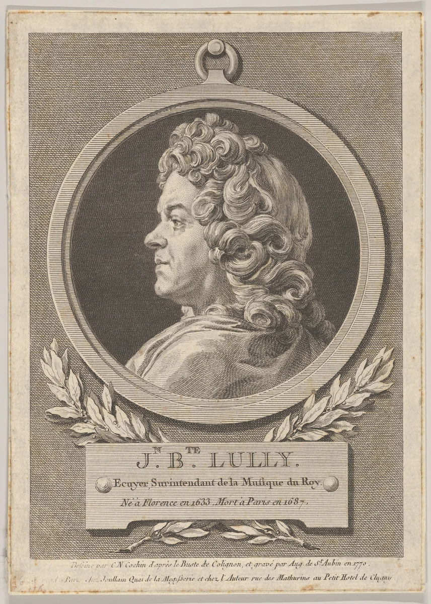Portrait of Jean-Baptiste Lully by Augustin de Saint-Aubin, print, 1770