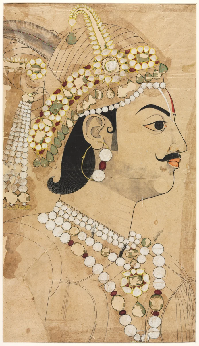Portrait of Maharaja Pratap Singh (1764–1803) by Sahib Ram, painting, 1788-1798