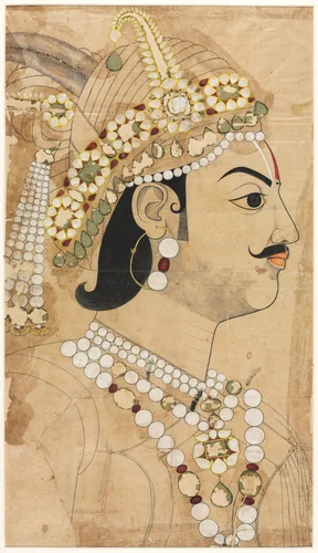 Portrait of Maharaja Pratap Singh (1764–1803) by Sahib Ram, painting, 1788-1798