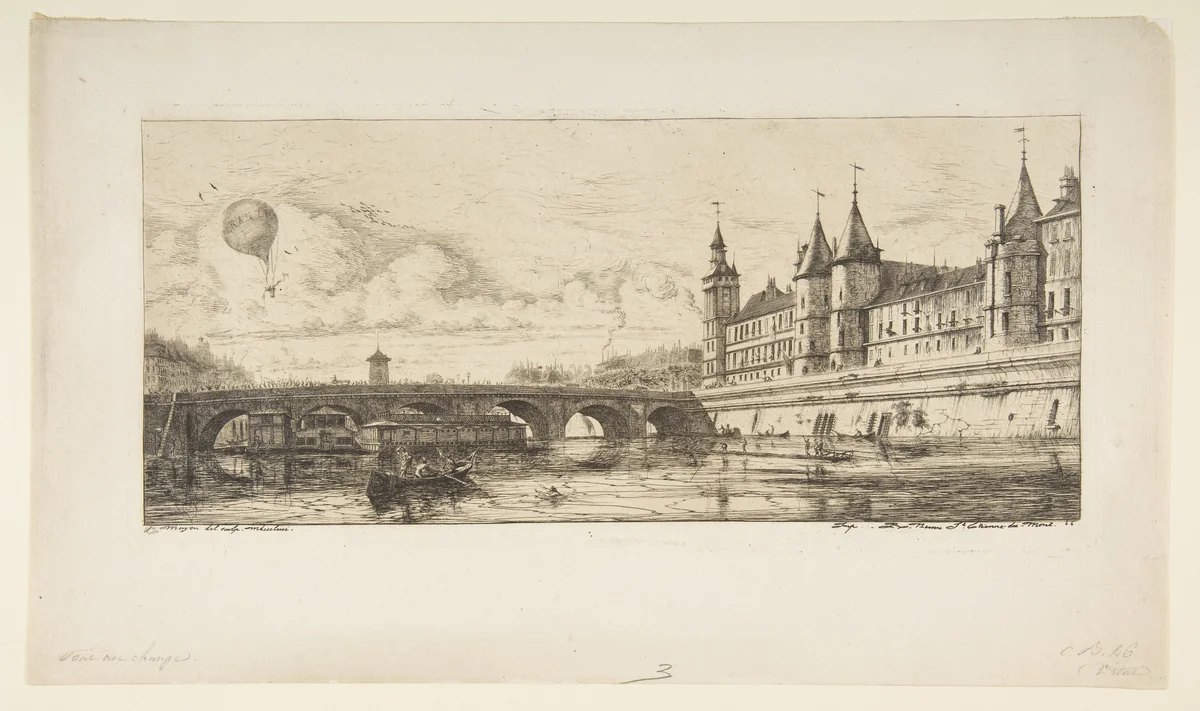 Pont-au-change, Paris by Charles Meryon, print, 1854
