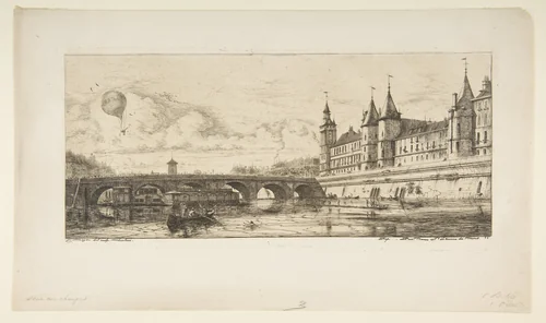 Pont-au-change, Paris by Charles Meryon, print, 1854