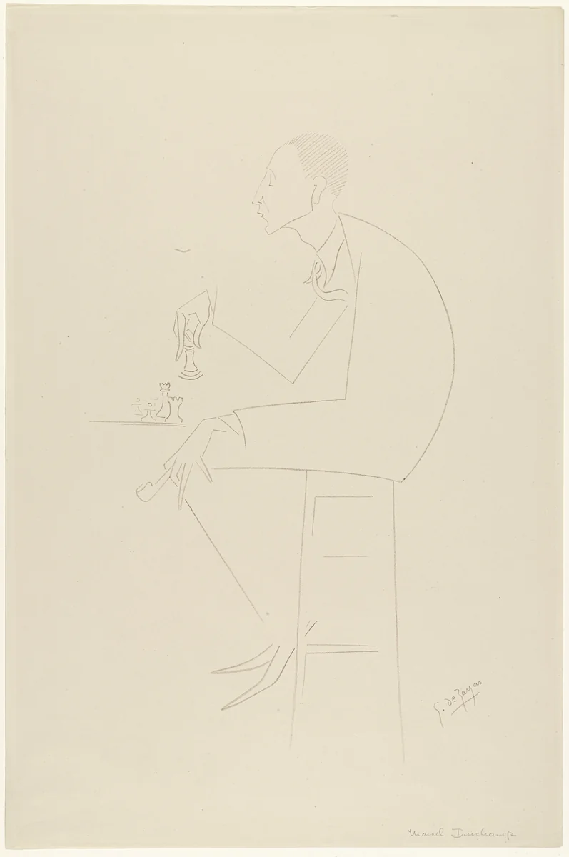 Marcel Duchamp from Caricatures by Georges de Zayas: Eight Very Modern Painters, Two Sculptors and a Musician (Caricatures par Georges de Zayas: Huit peintres, deux sculpteurs et un musicien très modernes) by Georges de Zayas, print, 1919