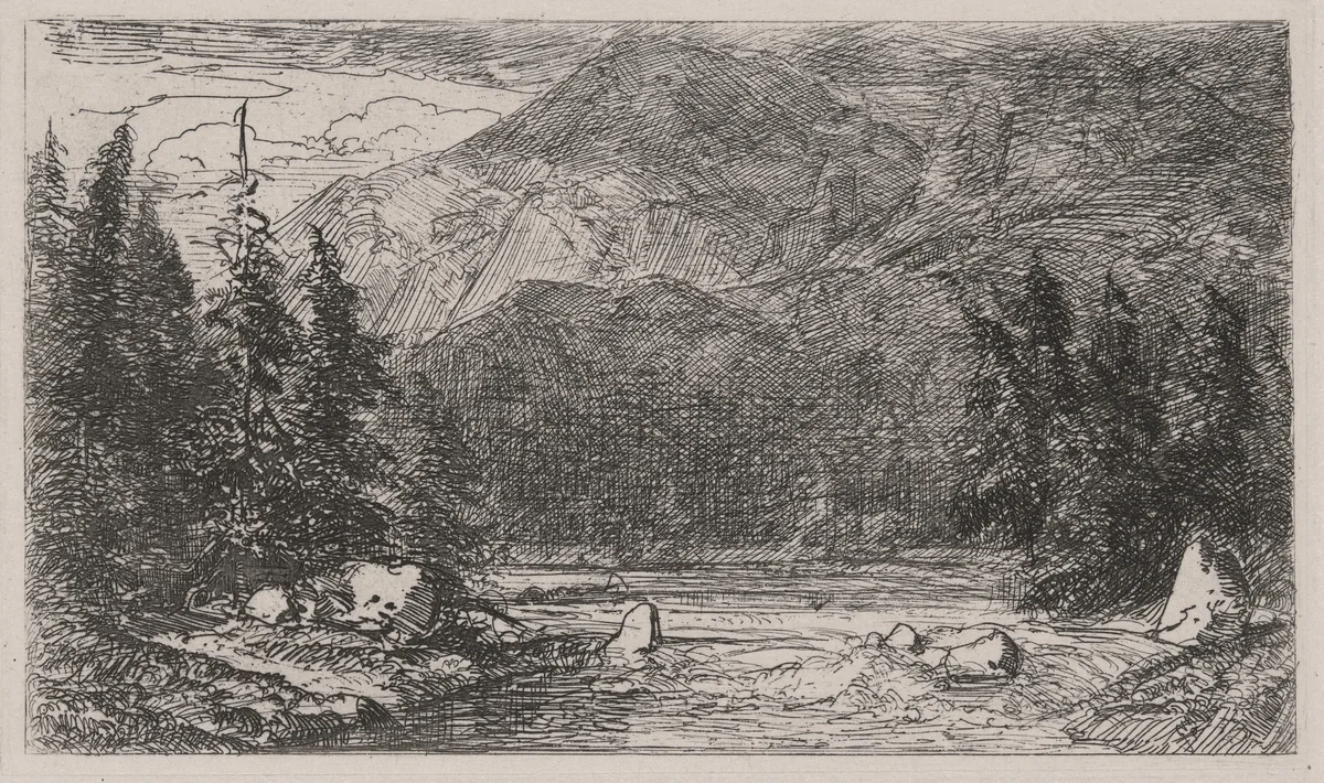 Mountain Stream with Rapids by Caspar Johann Nepomuk Scheuren, print, 1842