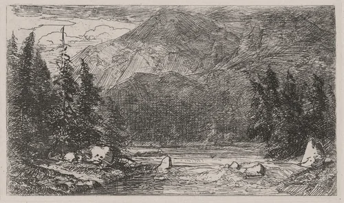 Mountain Stream with Rapids by Caspar Johann Nepomuk Scheuren, print, 1842