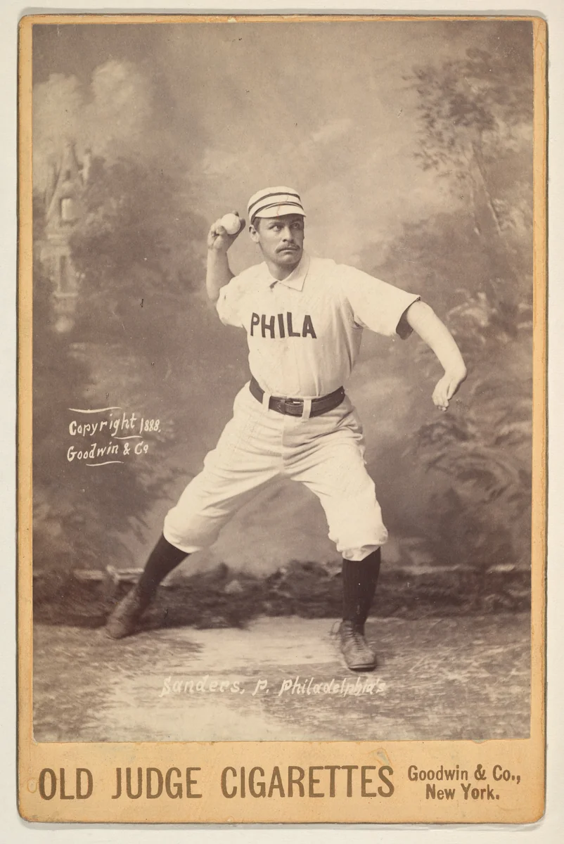 Sanders, Pitcher, Philadelphia, from the series Old Judge Cigarettes by Goodwin & Company, photograph, 1888