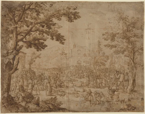 The Fair at Impruneta by Remigio Cantagallina, drawing, 1582-1656