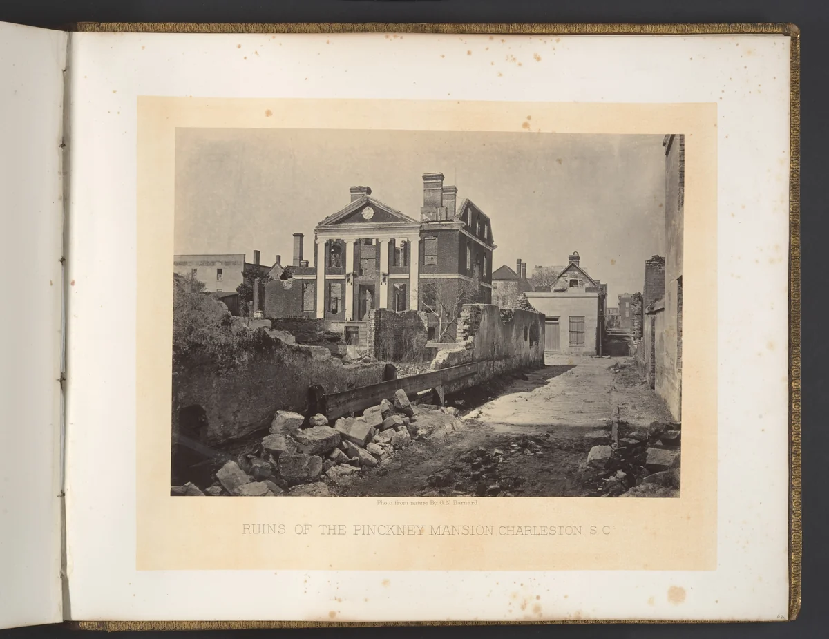 Ruins of the Pinckney Mansion, Charleston, South Carolina by George N. Barnard, photograph, 1860-1869
