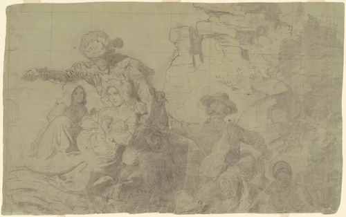 Study for "Westward the Course of Empire Takes Its Way" by Emanuel Leutze, drawing, 1857-1867