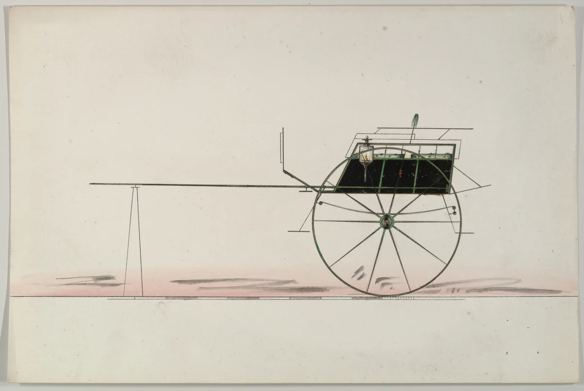 Dog Cart/Tandem Cart (unnumbered) by Brewster & Co., drawing, 1850-1874