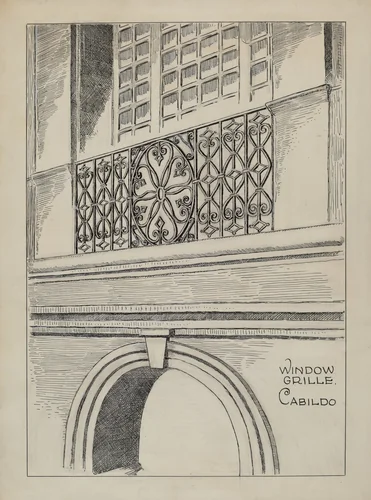 Wrought Iron Balcony Rail by Al Curry, index of american design, 1936