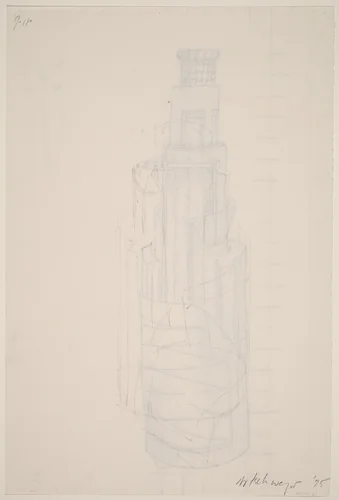 Basket, Table, Door, Window, Mirror, Rug #42 [verso] by Richard Artschwager, drawing, 1975