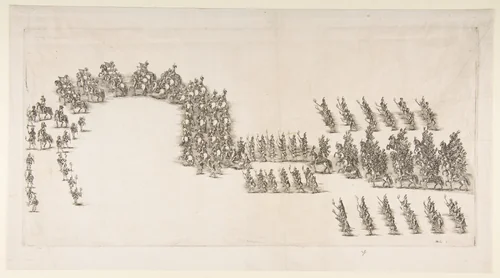 Torchlight Procession at the Modena Carrousel by Stefano della Bella, print, 1652
