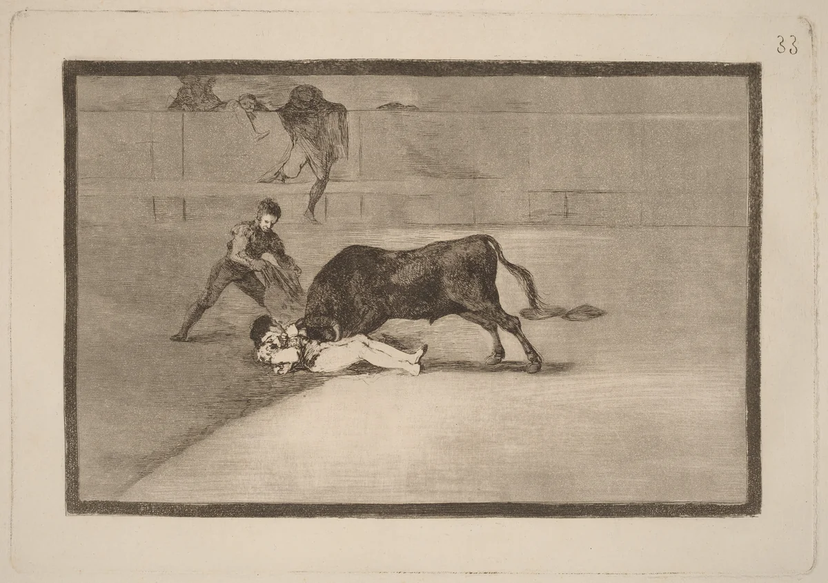 La desgraciada muerte de Pepe Illo en la plaza de Madrid (The Unlucky Death of Pepe Illo in the Ring at Madrid) by Francisco Goya, portfolio, 1816