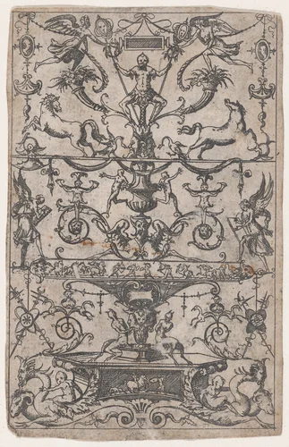 Panel of Grotesques by Jacques Androuet du Cerceau, print, 1530-1585