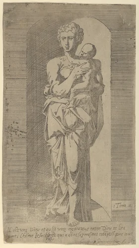 Virgin and Child in a Niche by Geoffroy Dumoûtier, print, 1520-1573