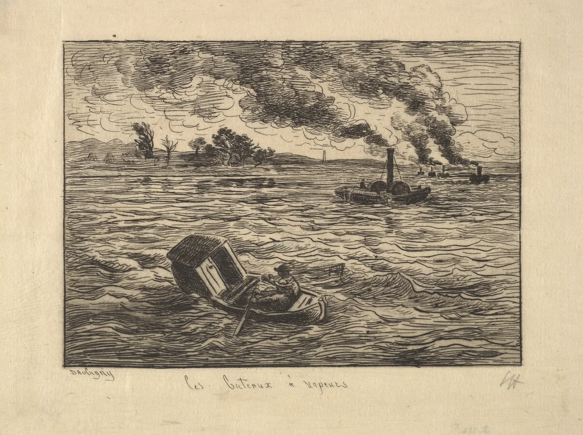 The Steam Boats by Charles-François Daubigny, print, 1861