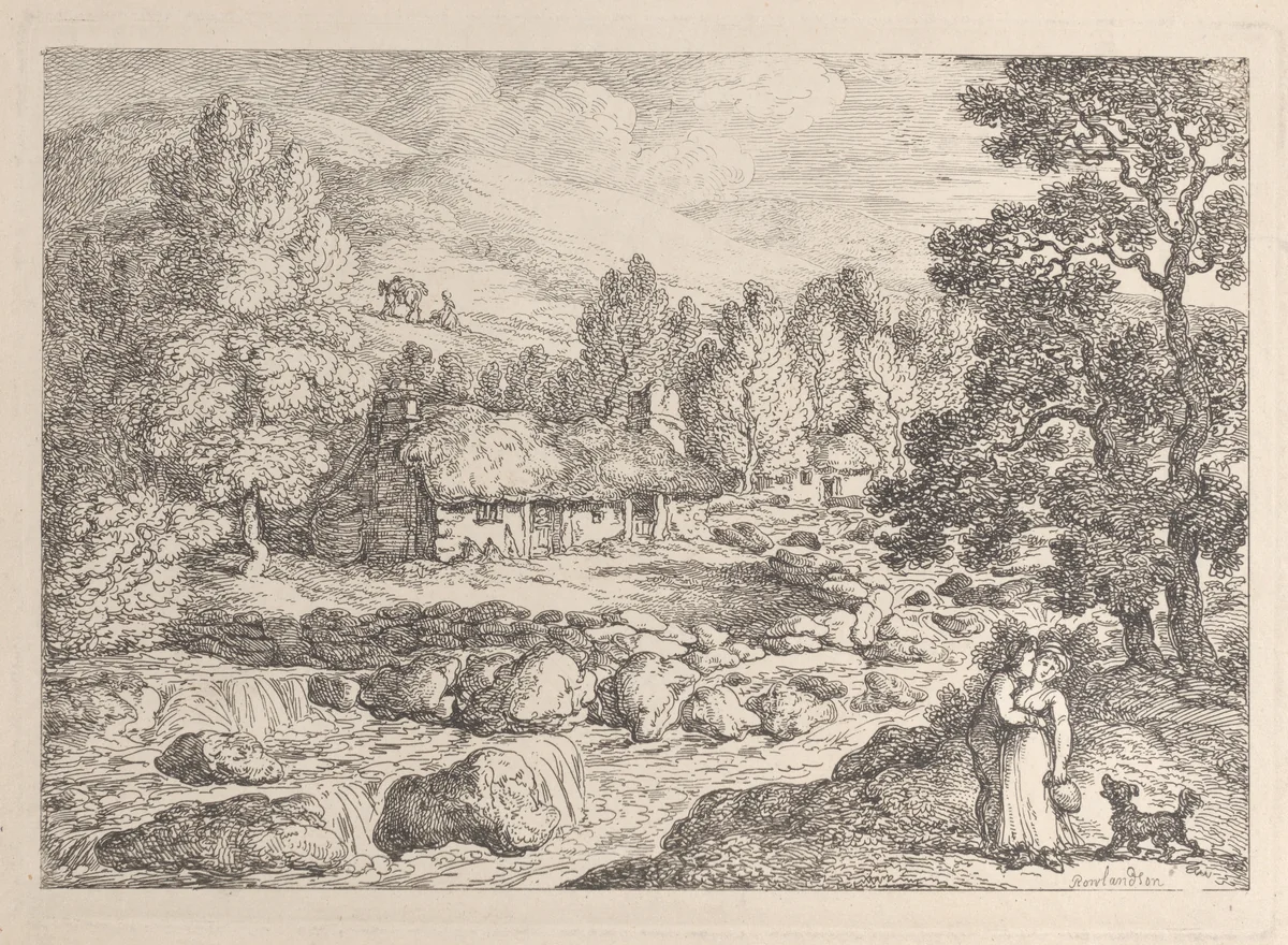 A Cornish Waterfall, from "Views in Cornwall" by Thomas Rowlandson, print, 1812