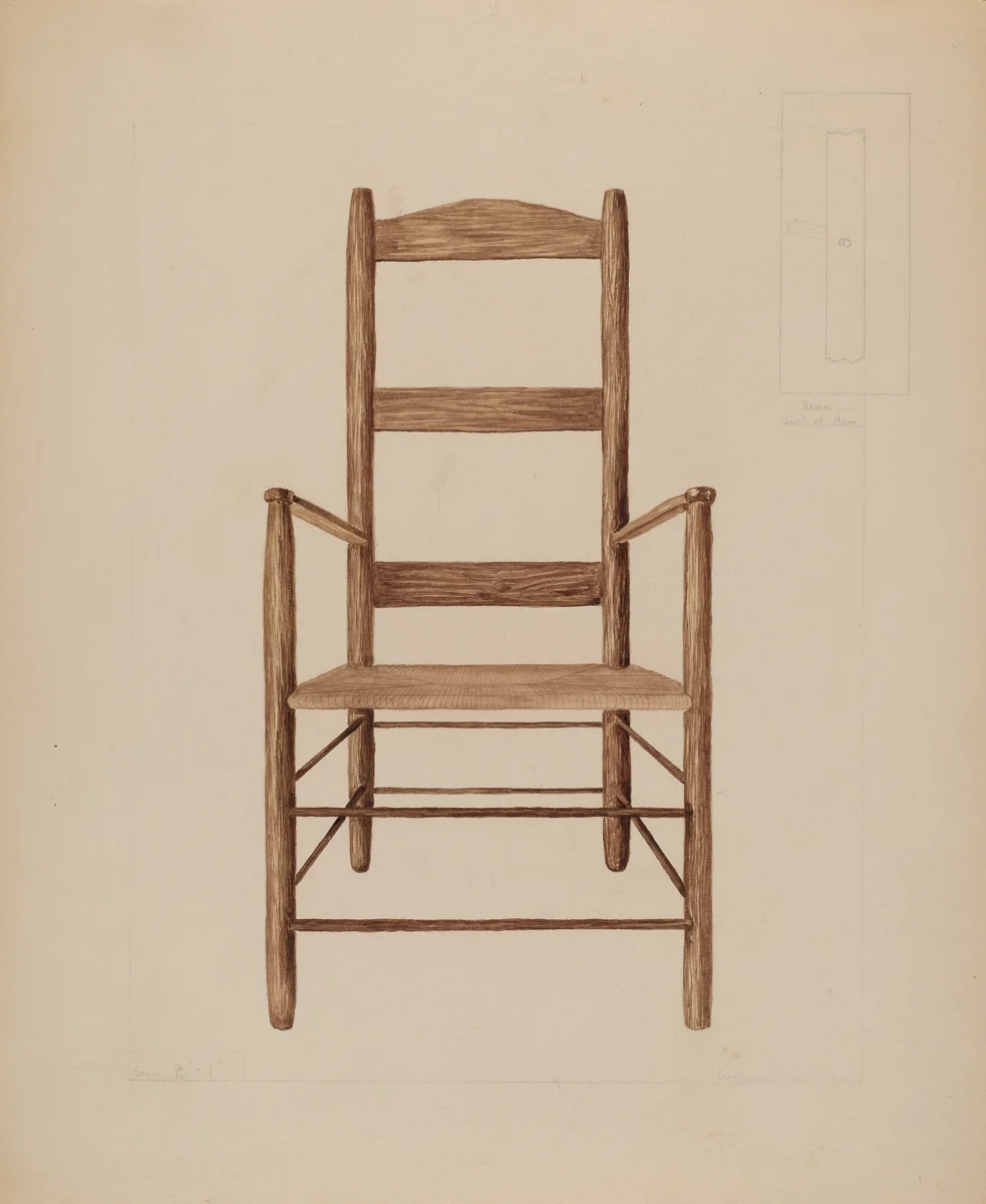 Rush Bottom Chair by Henry Meyers, index of american design, 1937