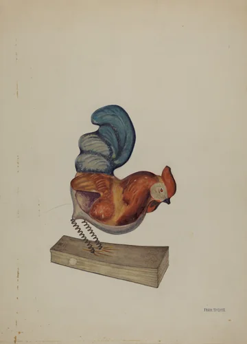 Pa. German Squeak Toy Rooster by Frank McEntee, index of american design, 1938
