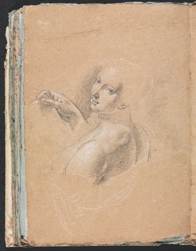 Verona Sketchbook: Female nude looking over left shoulder (page 74) by Francesco Lorenzi, book, 1760