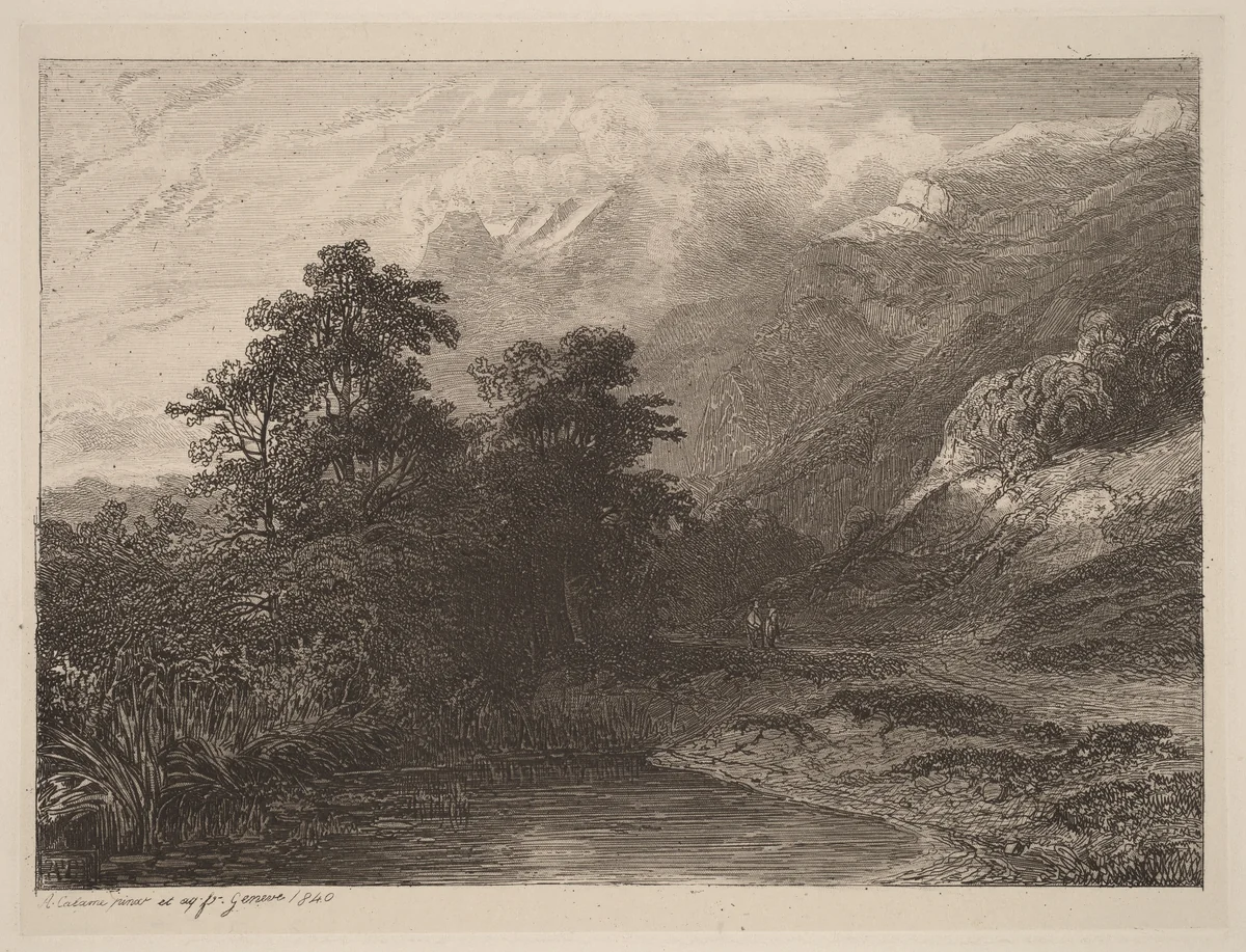 Mountain Lakeside by Alexandre Calame, portfolio, 1838-1850