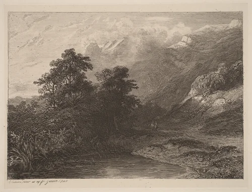 Mountain Lakeside by Alexandre Calame, portfolio, 1838-1850