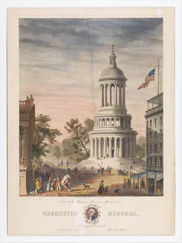 Design for the Washington Memorial, New York by Robert Kerr, print, 1844