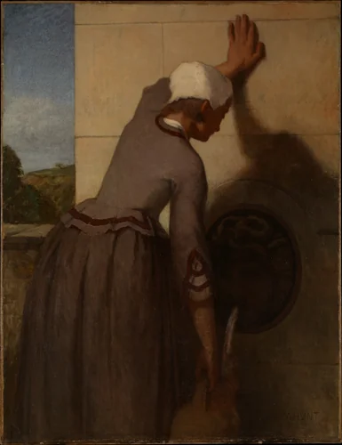 Girl at the Fountain by William Morris Hunt, artwork, 1852-1854