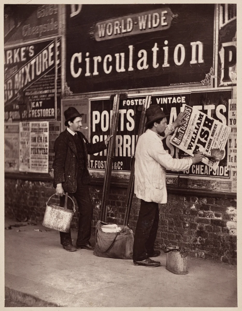 Street Advertising by John Thomson, photograph, 1876-1877