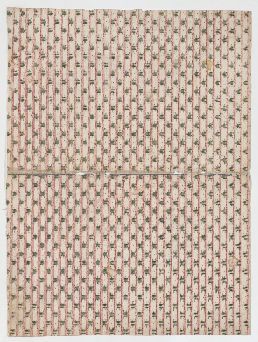 Book cover with overall stripe pattern with geometric designs by anonymous, print, 1800-1900