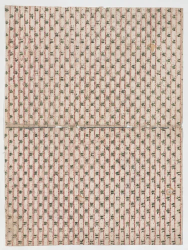 Book cover with overall stripe pattern with geometric designs by anonymous, print, 1800-1900