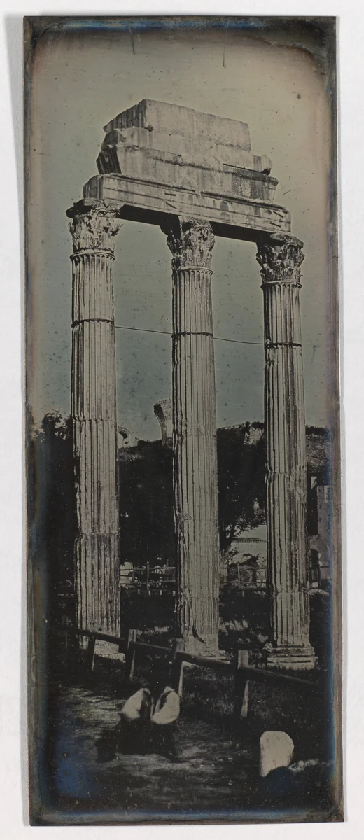 Northwest Facade, Temple of Castor and Pollux, Rome (12. Rome. 1842. Graecostasis. faç. N.O.) by Joseph-Philibert Girault de Prangey, photograph, 1842