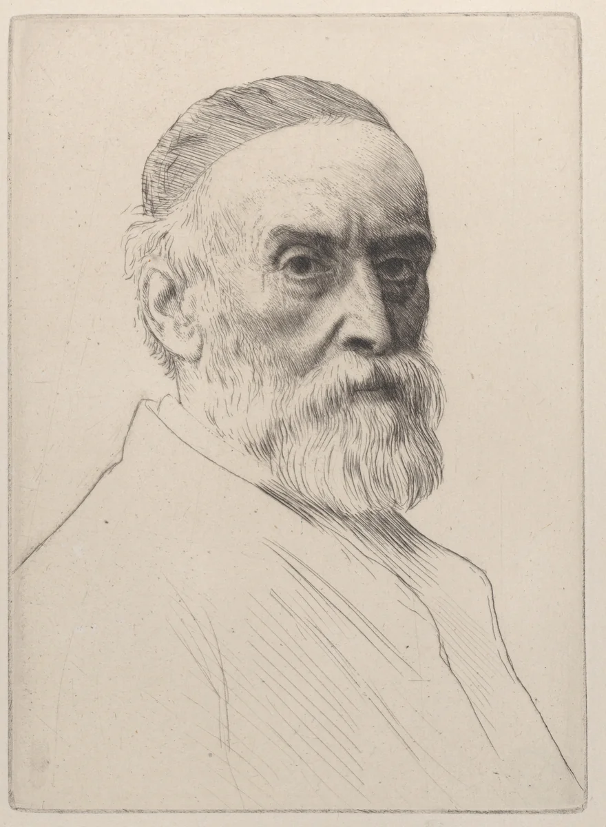 Portrait of George Frederic Watts by Alphonse Legros, print, 1879