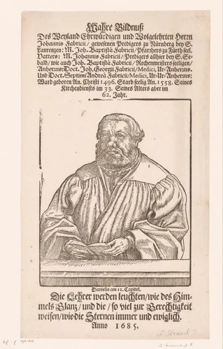Portret van Johann Fabricius by Jakob Lucius, print, 1555